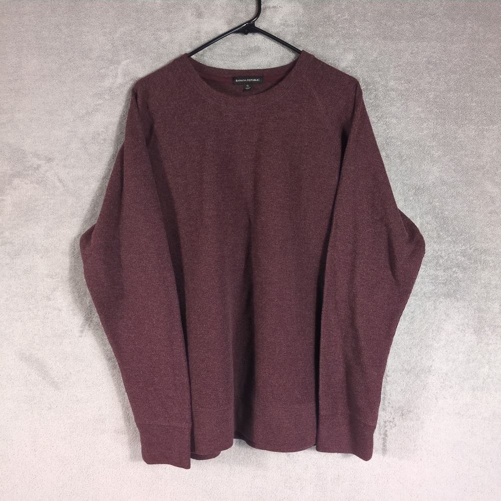 Banana Republic Mens‎ XL Burgundy Heather Raglan Crewneck Sweater